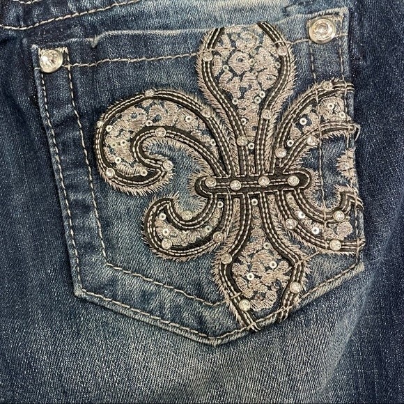 Miss Me Jeans FDL Easy Straight Dark Wash Rhinestone Bling Pockets Size 26 | 2 - Picture 9 of 15